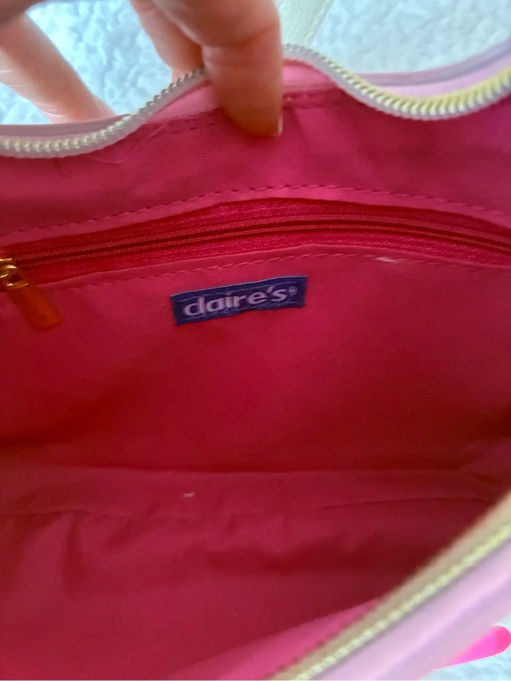 Claire's White Shoulder Bag with Pink Cherry Print